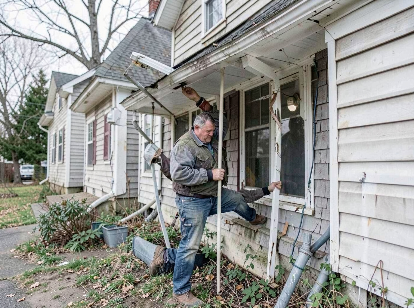 Sagging Gutters Pulling Away From House in Terre Haute, IN